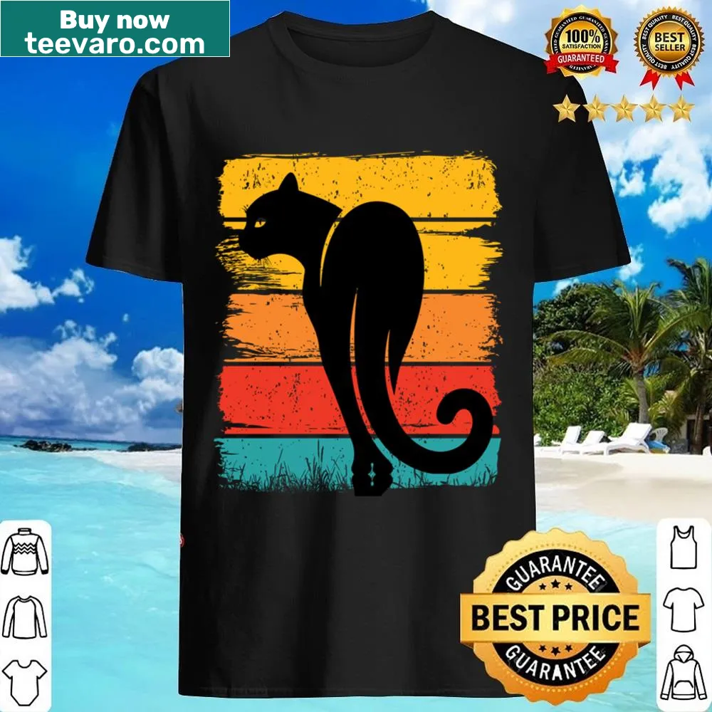 Illustration of a cat looking at a sunset
