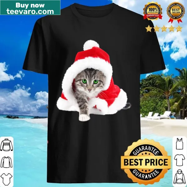 Cute cat dressed as Santa Claus in a festive design