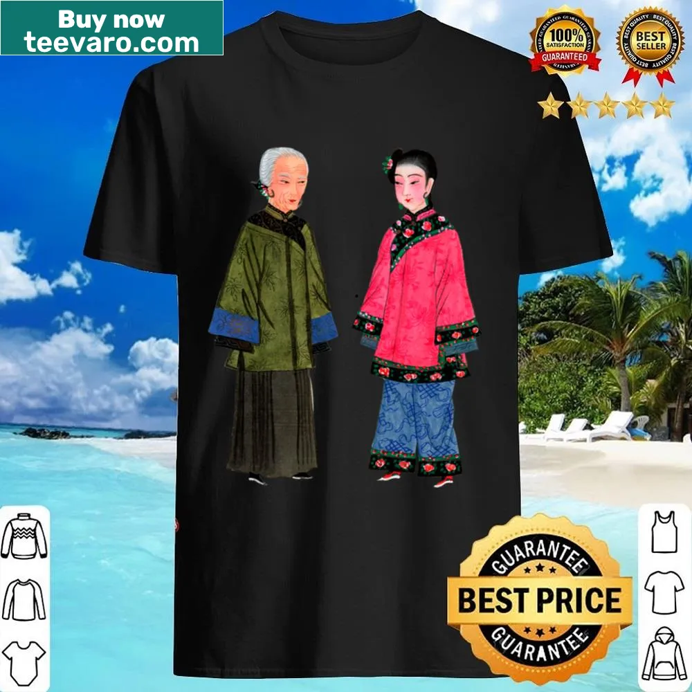 Illustration of traditional Chinese costumes on a shirt