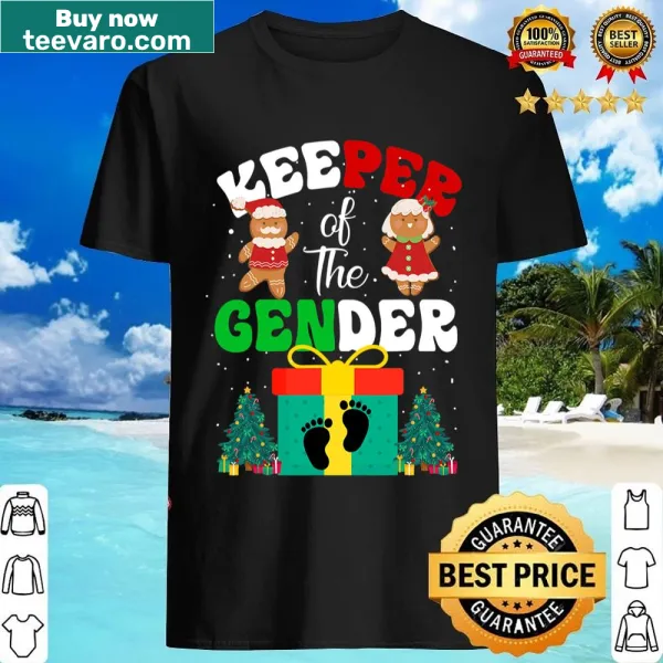 Festive shirt for a Christmas-themed gender reveal baby announcement.