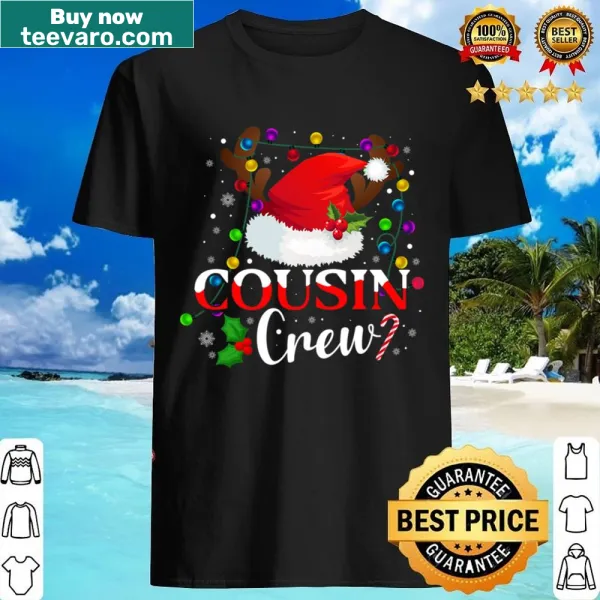 Matching cousin crew Christmas shirt with playful reindeer