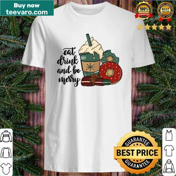 Eat Drink and Be Merry zipped shirt with cheerful text