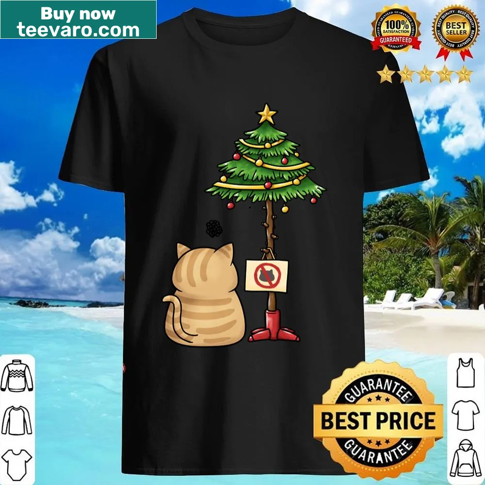 Funny shirt with a Christmas tree decorated with cats