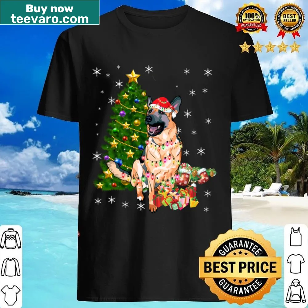 Christmas shirt featuring a German Shepherd with festive decorations
