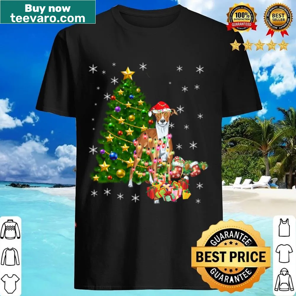 Cute Christmas shirt with a greyhound and festive decorations