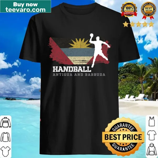 Handball shirt featuring Antigua & Barbuda flag and player graphic