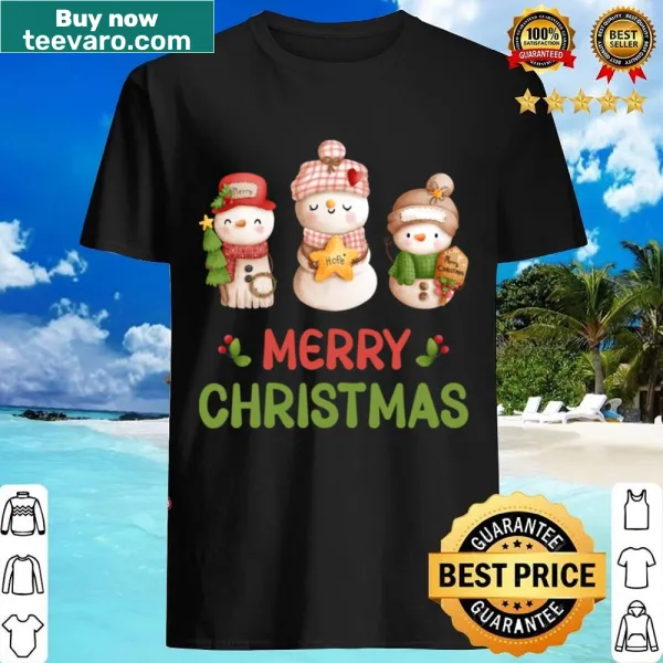 Cute snowmen design on a Christmas shirt