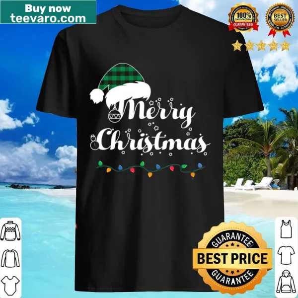 Festive Christmas shirt with Santa hat and lights design