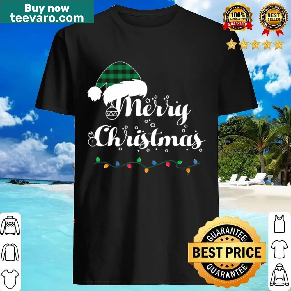 Festive Christmas shirt with Santa hat and lights design