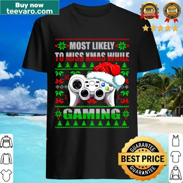 Funny gaming-themed Christmas shirt with humorous text