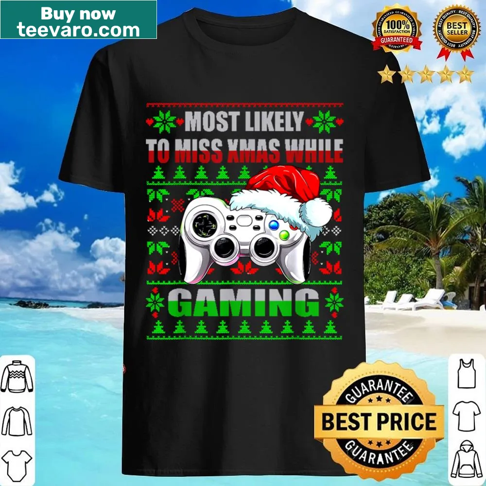 Funny gaming-themed Christmas shirt with humorous text