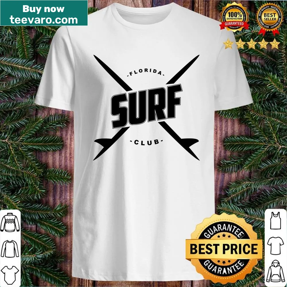 Florida surf-themed shirt with illustrated surfboards and waves