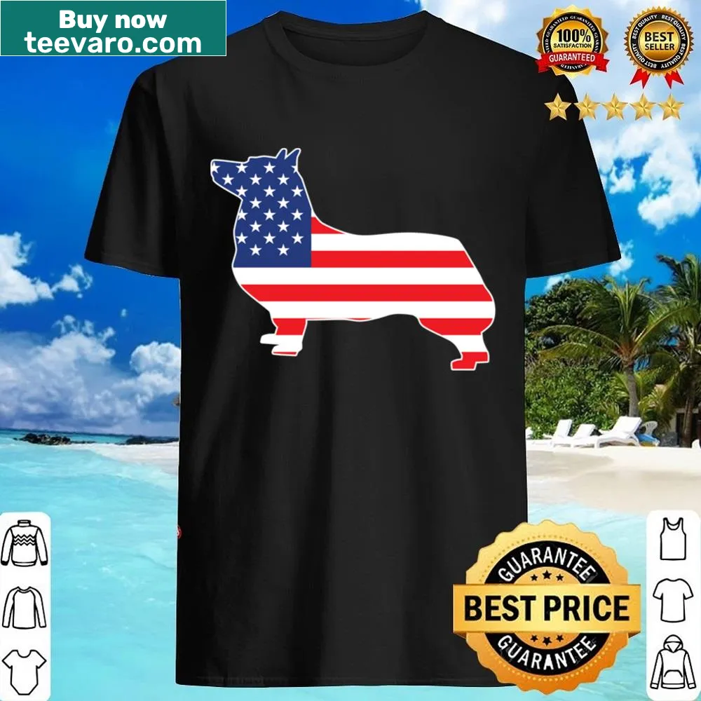 Shirt featuring a Swedish Vallhund illustration filled with the USA flag