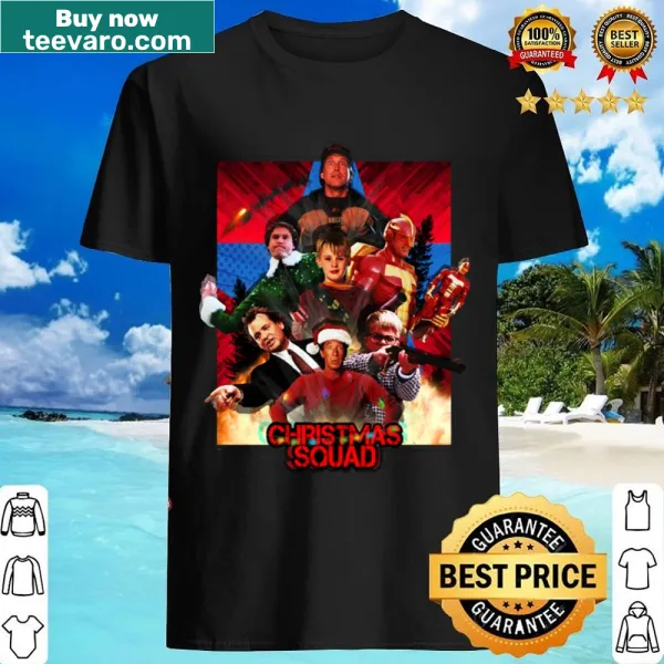 Wholesome shirt featuring cheerful illustrations of a festive squad
