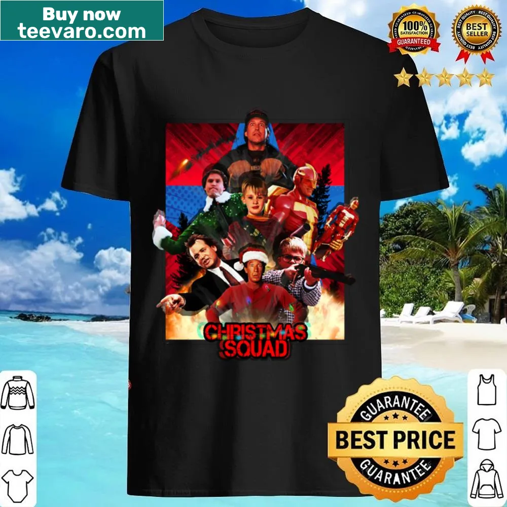 Wholesome shirt featuring cheerful illustrations of a festive squad