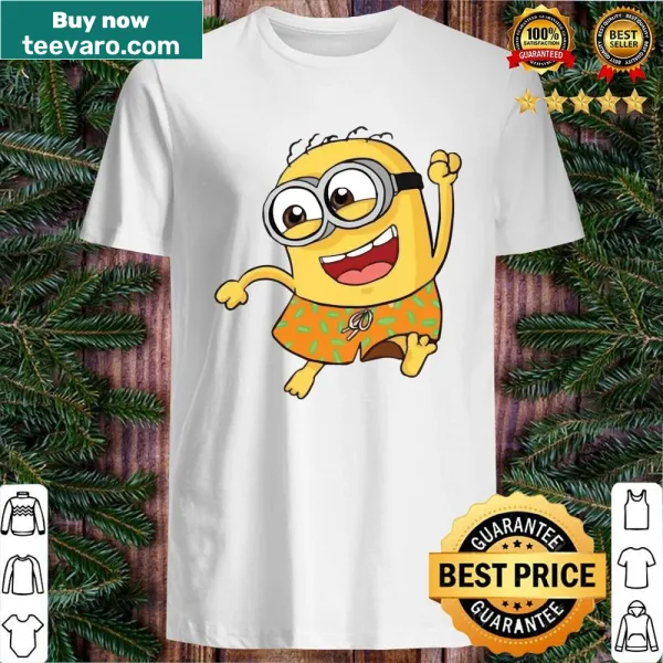 Shirt featuring playful minions at the beach for kids.