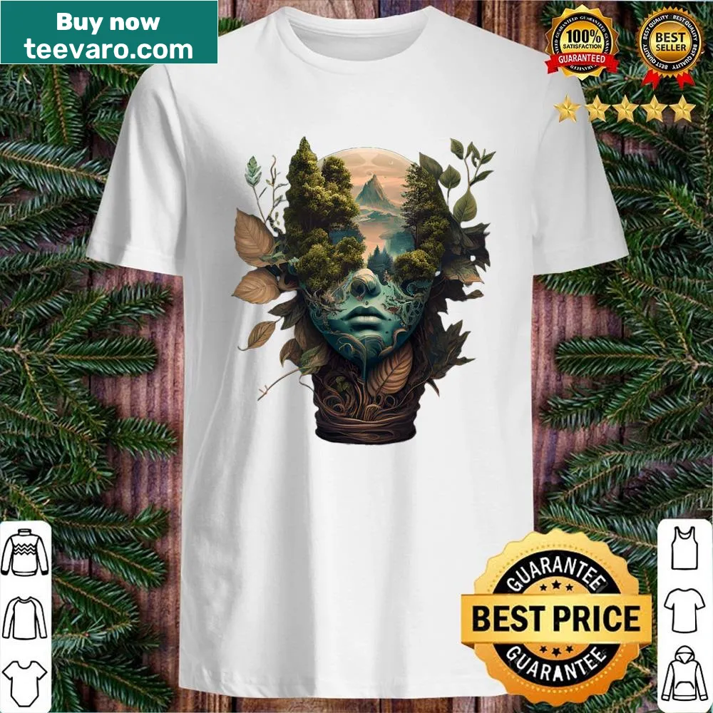 Modern art environmental shirt featuring nature and forest design