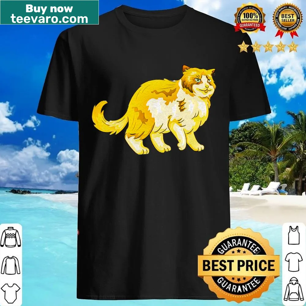 Illustrated shirt featuring a Gold Ragdoll cat design