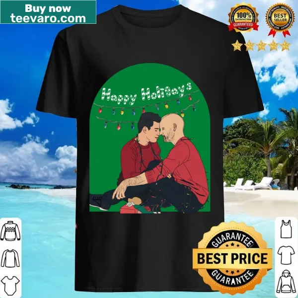 Festive shirt with 'Happy Holigays' typographic design