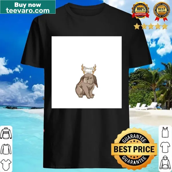 Cartoon jackalope in Christmas attire on a shirt