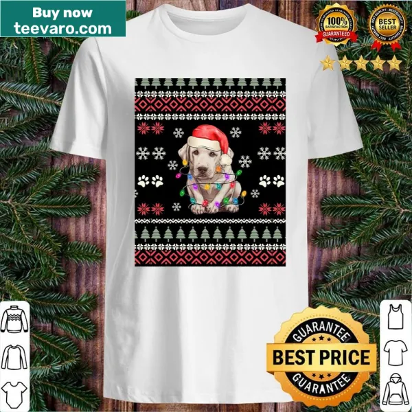 Retro Labrador Christmas shirt with Santa hat and lights design