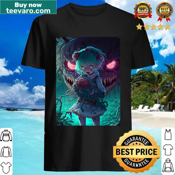 Manga-style graphic of a zombie on a shirt