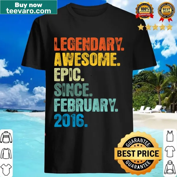 Retro vintage 7th birthday shirt marking awesome since February 2016.