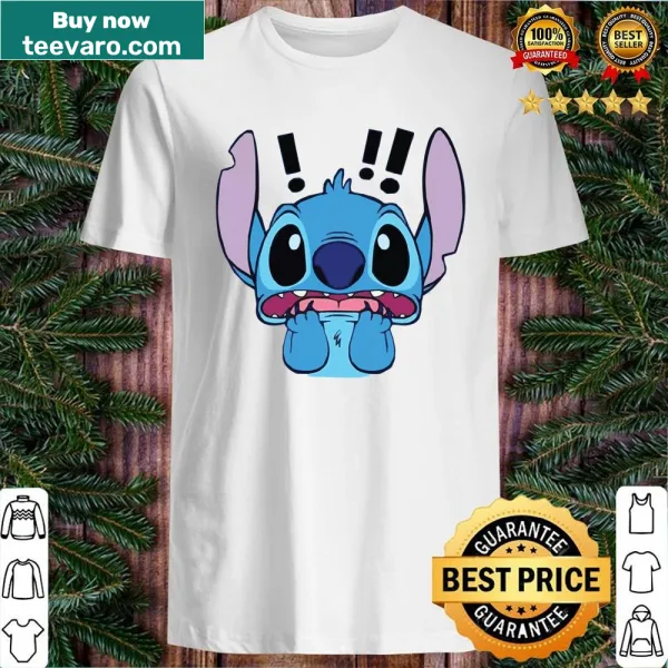 Cartoon design of a scared stitch on a t-shirt