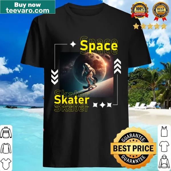 Cartoon skater in space graphic