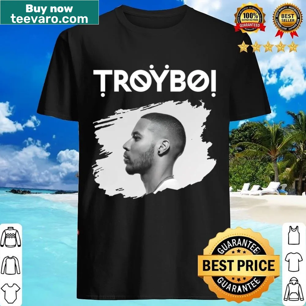 Graphic T-shirt featuring a photo of Troyboi with stylized text