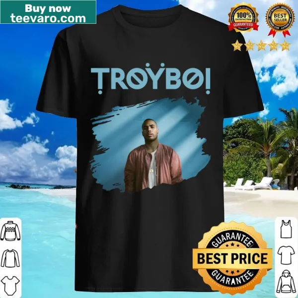 Expressive illustrated shirt featuring Troyboi with text