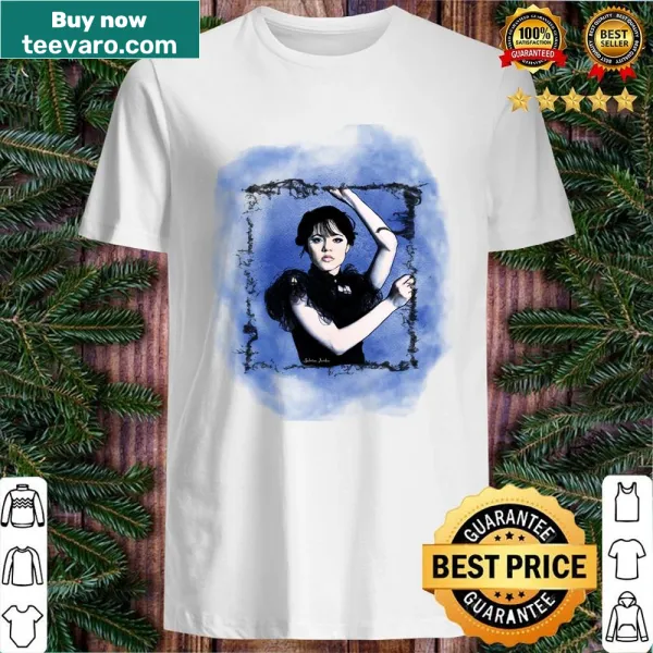 Iconic Wednesday Addams illustration on a shirt