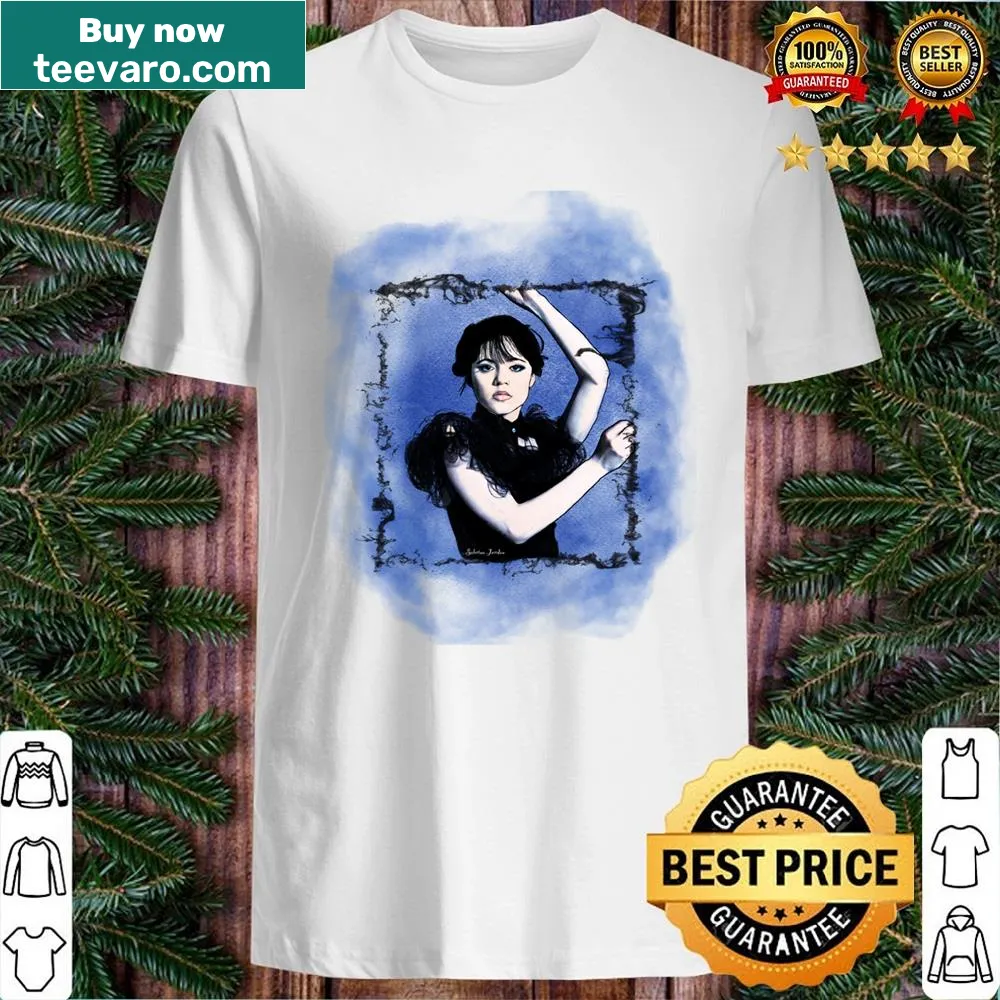 Iconic Wednesday Addams illustration on a shirt