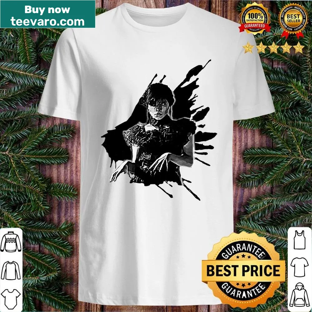 Shirt featuring a playful dance splash graphic inspired by Wednesday Addams