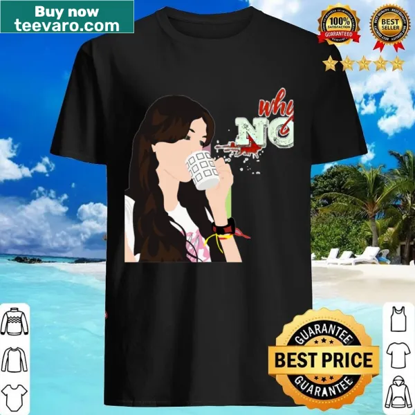Graphic shirt featuring a lady drinking coffee in a sticker style