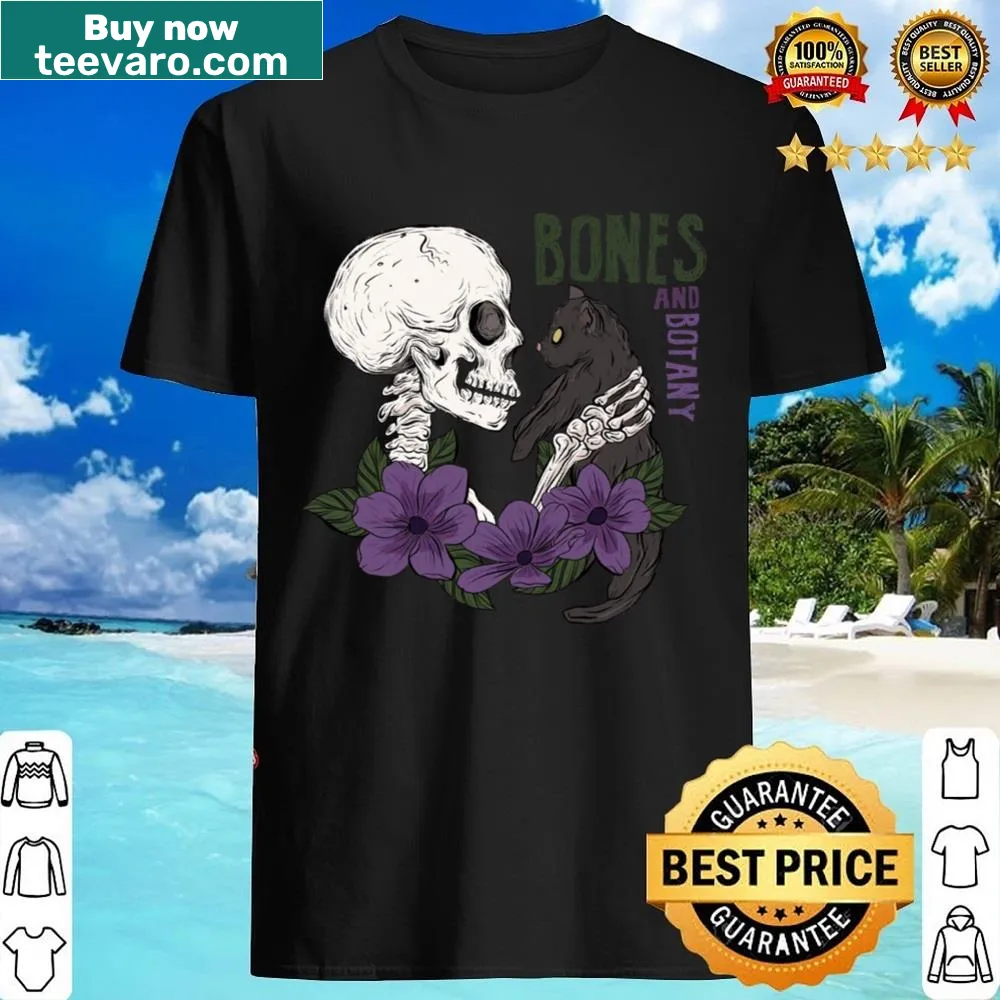 Minimalist shirt with botanical and bone designs