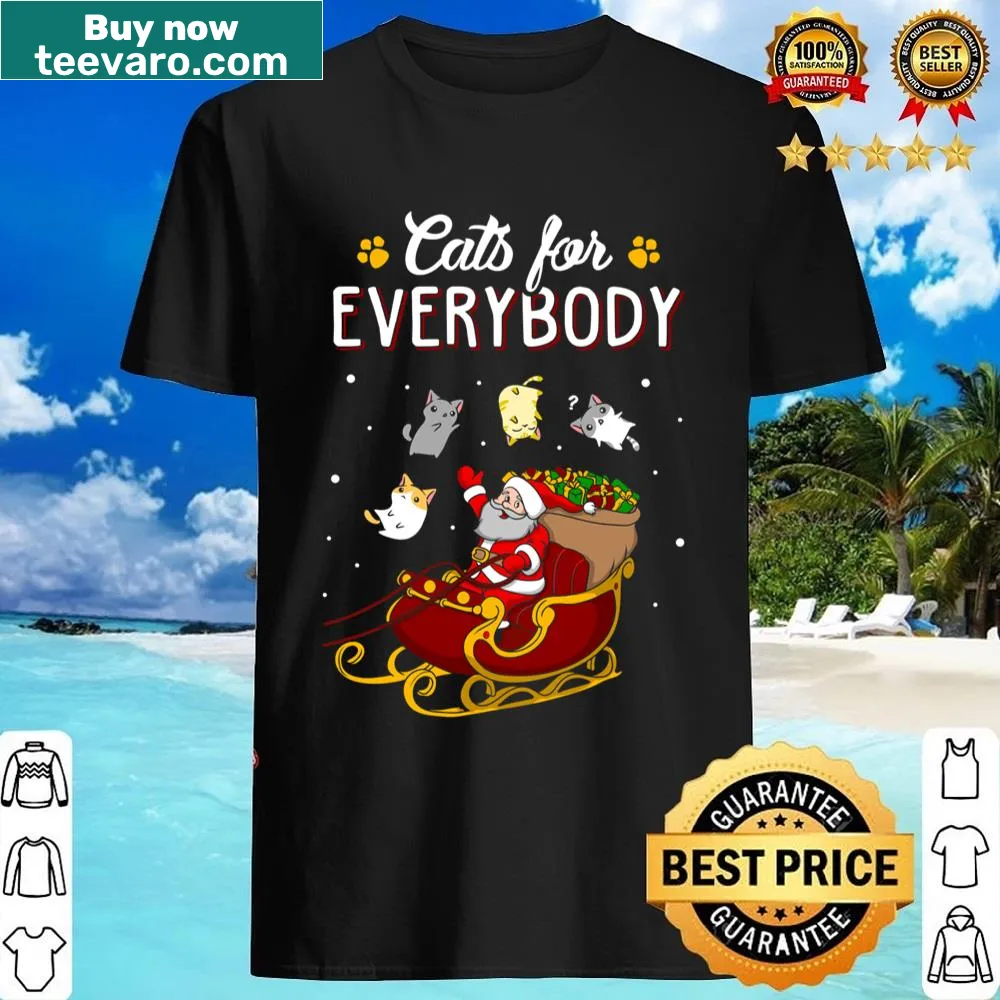 Funny Christmas shirt featuring illustrated cats in festive attire