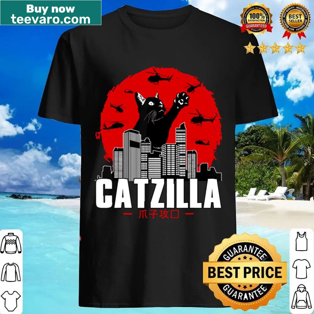 Cute cartoon graphic of Catzilla for cat lovers