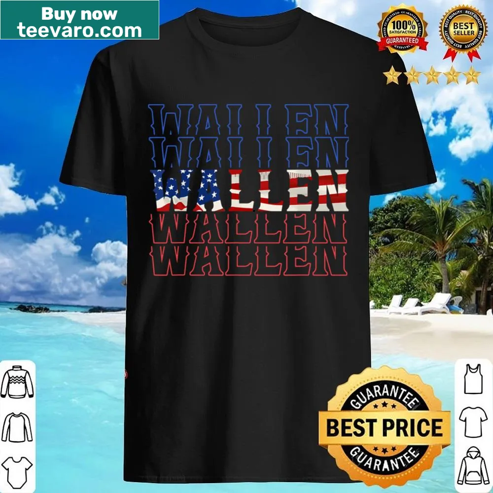 Typography shirt featuring the American flag in red, white, and blue