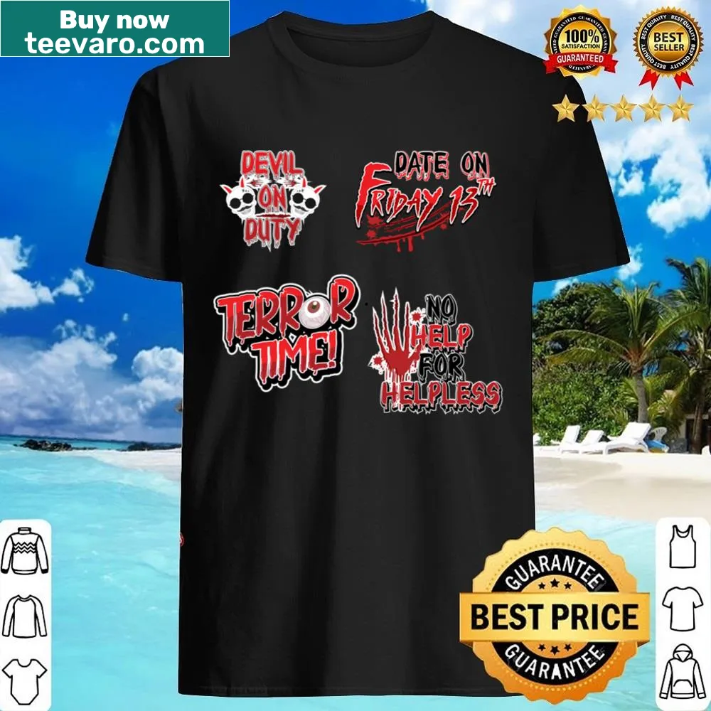 Shirt featuring playful devil sticker illustrations