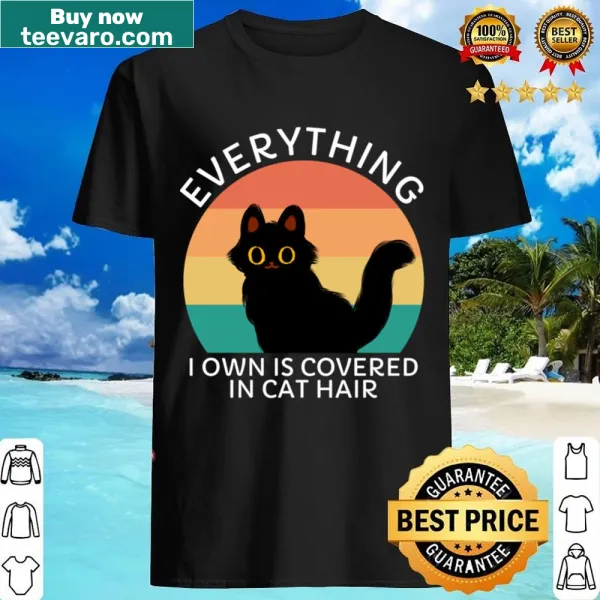 Humorous shirt with the phrase about cat hair in bold typography