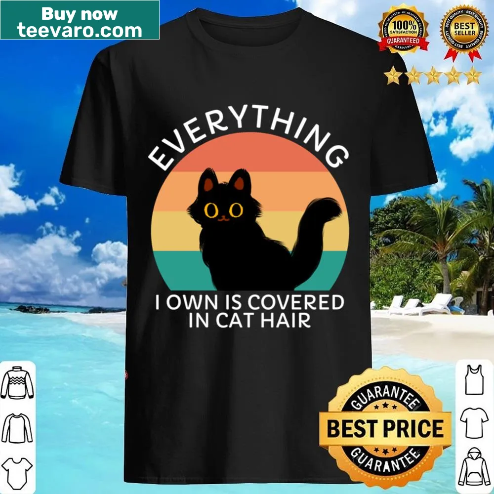 Humorous shirt with the phrase about cat hair in bold typography