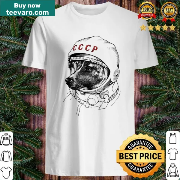Tribute shirt featuring Laika, the first dog in space.