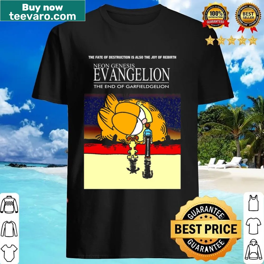 Garfield in a Neon Genesis Evangelion style on a shirt