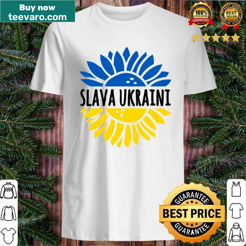 Graphic tee featuring sunflower and Ukraine flag design