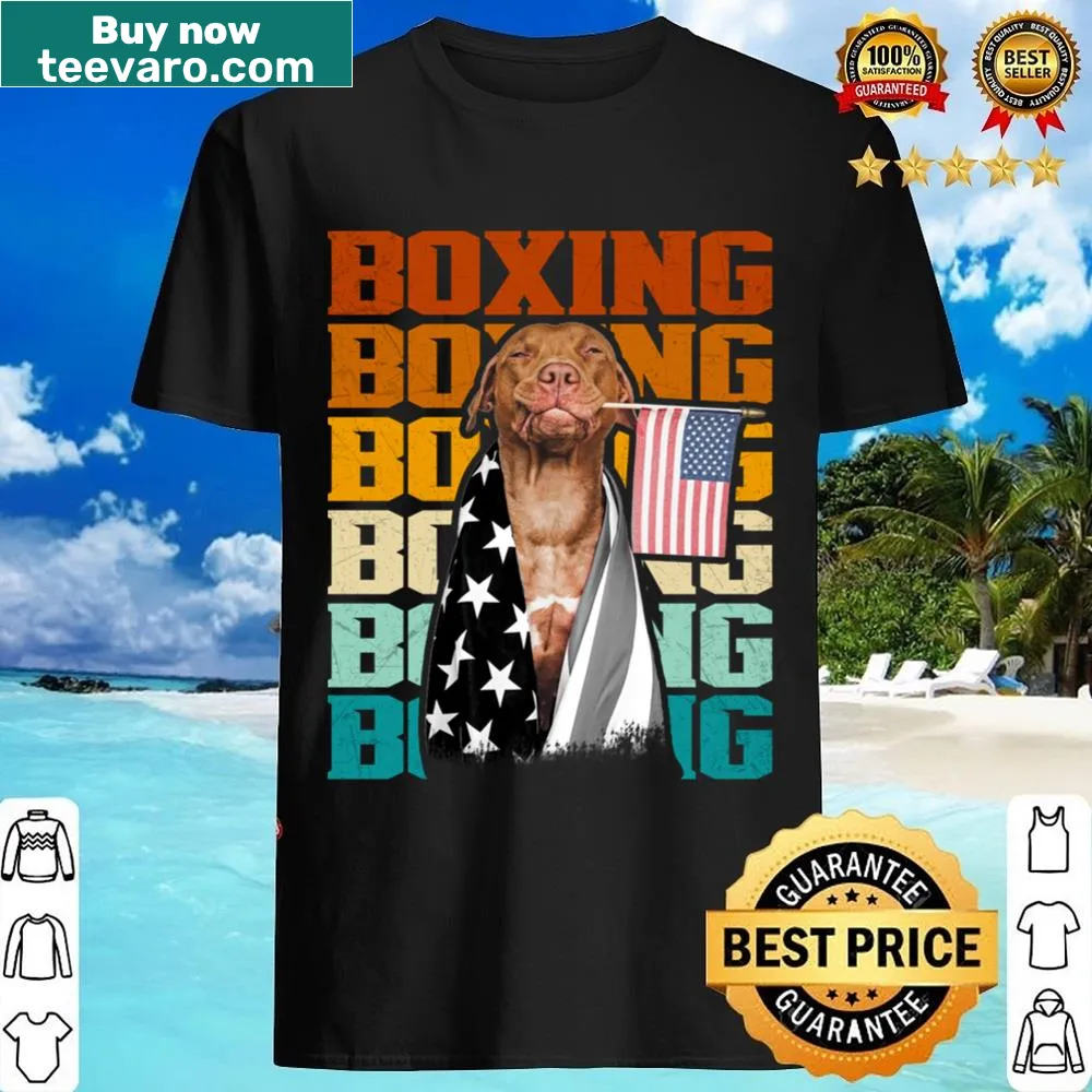Vintage-style shirt for pitbull dads with American flag design