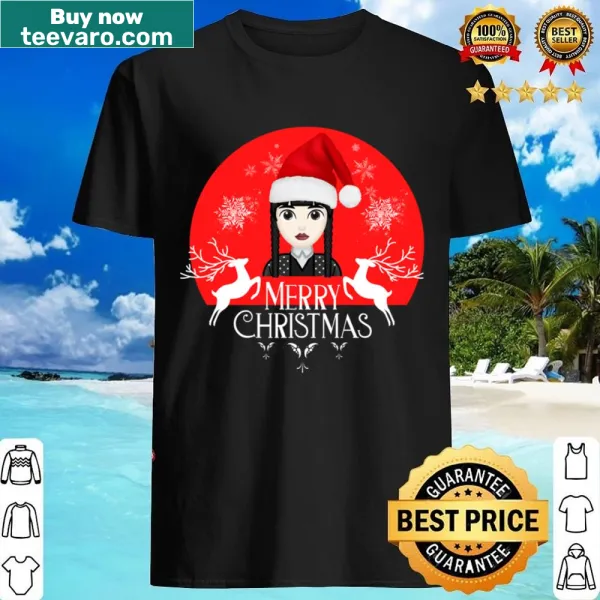 Wednesday Addams Christmas shirt featuring a whimsical illustration