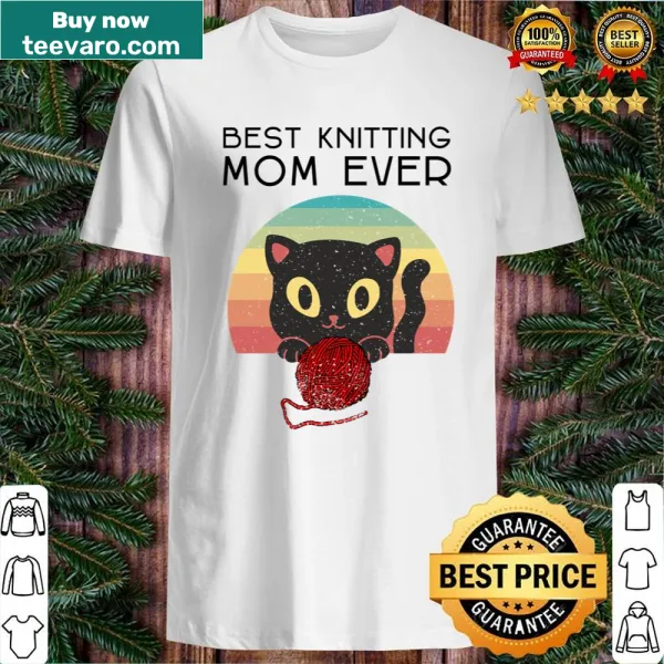Cute shirt for knitting moms featuring text and playful cat graphics