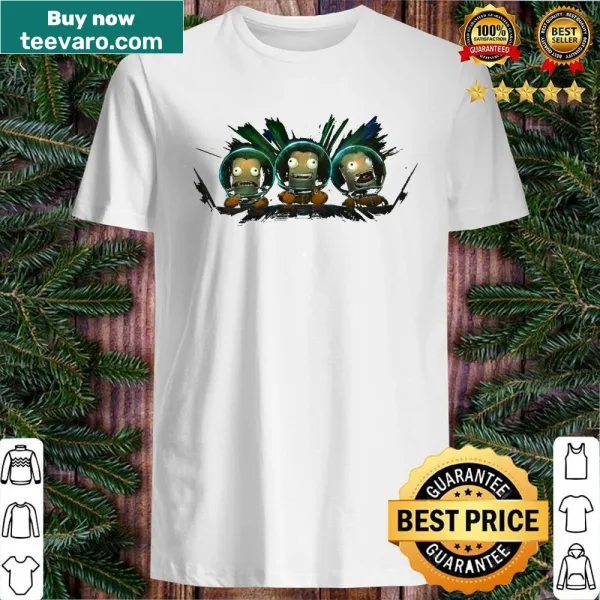 Kerbal-themed shirt featuring the iconic green characters logo