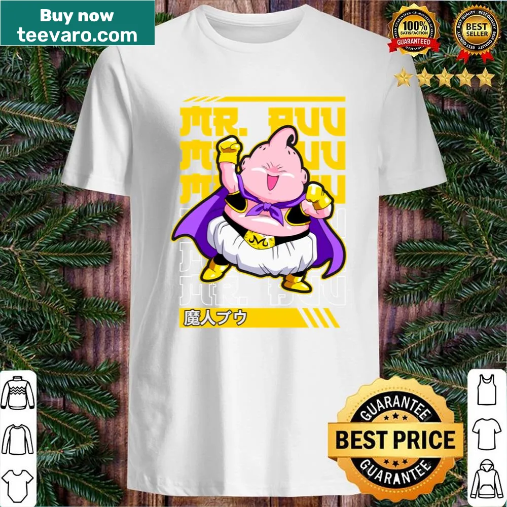 Playful Mr Buu illustration on a fan art t-shirt